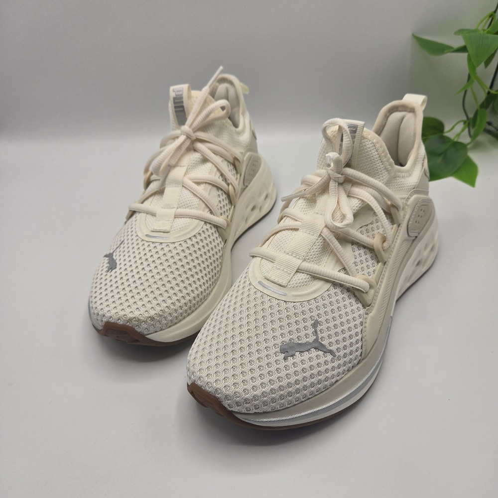 Puma Softride Running Shoes Womens Ivory Silver Mesh Sneakers 7